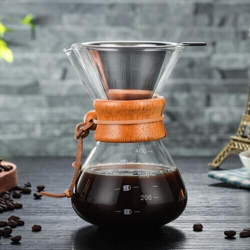 400ml High-Temperature Resistant Glass Coffee Maker Coffee Pot Espresso Coffe Machine Stainless Steel Coffee Filter Pot