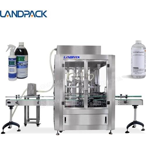 Landpack Automatic Flammable Liquids Bottle Filling Capping Labeling And Sealing Machine