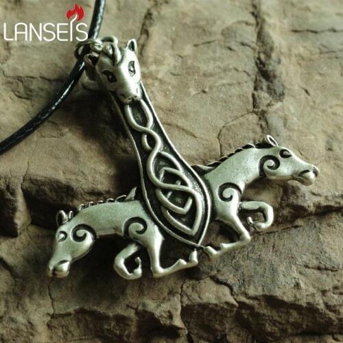 Lanseis10pc Antique jewelry Viking dragon rune necklace