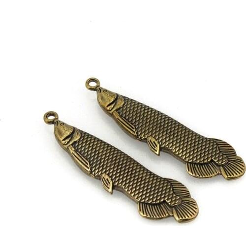 1 piece Retro Brass Fish Shape Keyring Pendant Bag Decoration Pendant Hardware DIY Leather Crafts for Gifts Toy High Quality