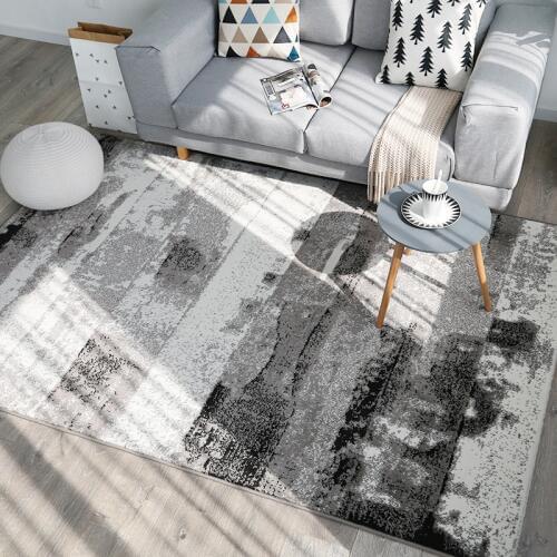 Light luxury Nordic ins style mat Ink mottled art carpet Bedroom living room office rug woven fabric non-slip 1.4x2m floor mat