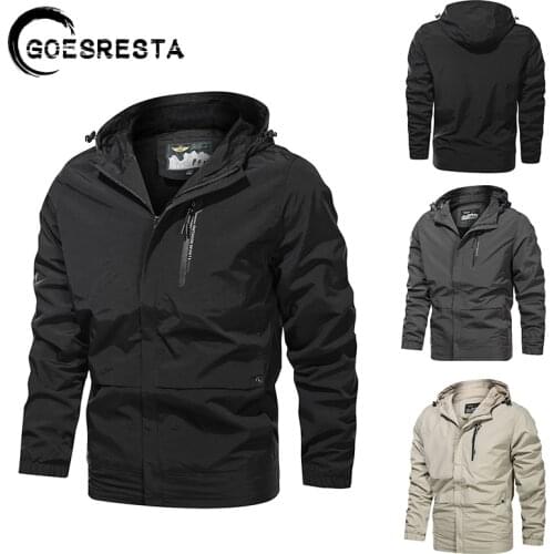 Men Hooded Jacket 2021 Autumn Outdoor Fishing Windproof Military Tactics Coat Fashion Casual Multi-Pocket Waterproof Jacket Men