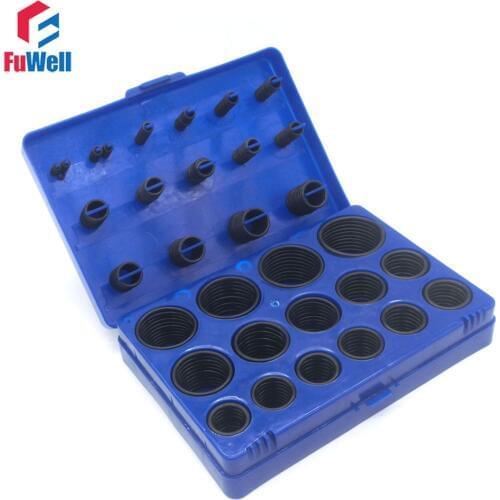 382pcs Black NBR O Ring Seal Kit 30 Different Sizes Rubber O-ring Sealing Gasket Assortment Set with Blue Plastic Case