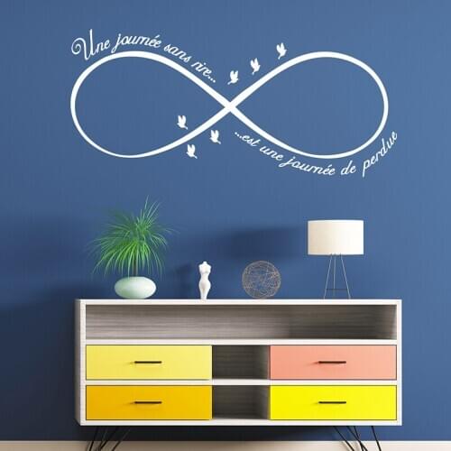 Quote Wall Sticker Une Journée Sans Rire Est Une Journée De Perdue French Wall Vinyl Sticker Living Room Decal E423