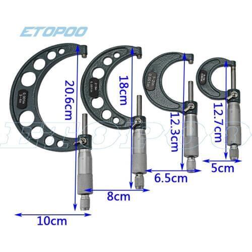 0-4inch Outside Micrometers in sets inch micrometer 0-1" 1-2" 2-3" 3-4" Mikrometer caliper thickness gauge measuring tools