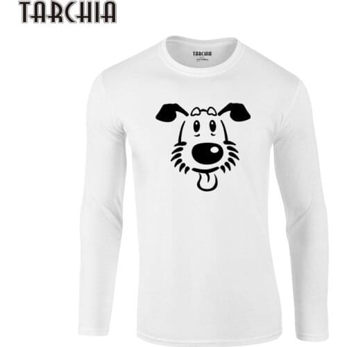 TARCHIA 2021 New Arrive T-Shirts New Cotton Tops Men Tee Dog Long Sleeve Fun Autumn Print Shirts Homme Slim Fit Brand Mens