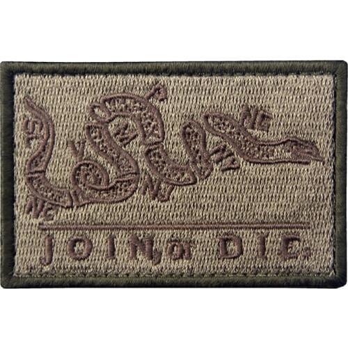 Join Or Die Embroidery Patch Snake Flag Patch Tactical Emblem Badges Applique Decorative Embroidered Patches For Clothing
