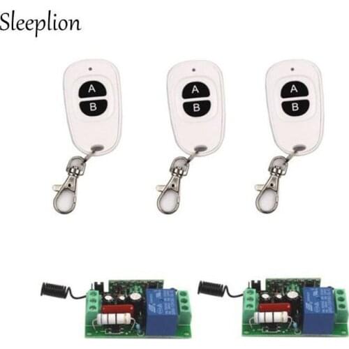 Sleeplion AC 220V 10A 100W Relay 1CH 315MHz 433MHz Wireless 3 2-Key Smart Remote Switch Transmitter+2 Receiver