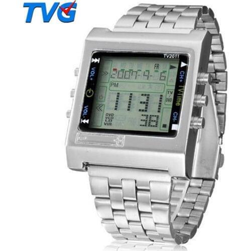 TVG Top Brand Luxury Men Watches Fashion Square Dial Remote Control Led Digital Sport watch Alarm TV DVD remote Mens Digital Wat