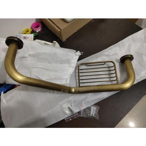 Vidric Gold/Chrome Brass Bathroom Handle, Bathtub Armrest Grab Bars With Soap Dishes Home Safety Bar Toilet Elderly Handrail