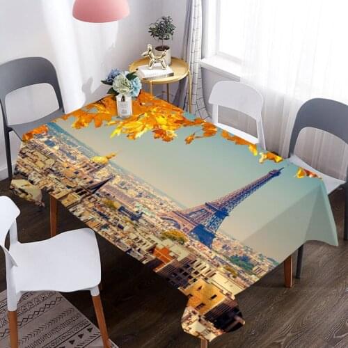 3D Tablecloth Eiffel Tower Pattern Waterproof Coffee Table Cloth Oxford Fabric Table Cover Wedding Decoration Picnic Blanket