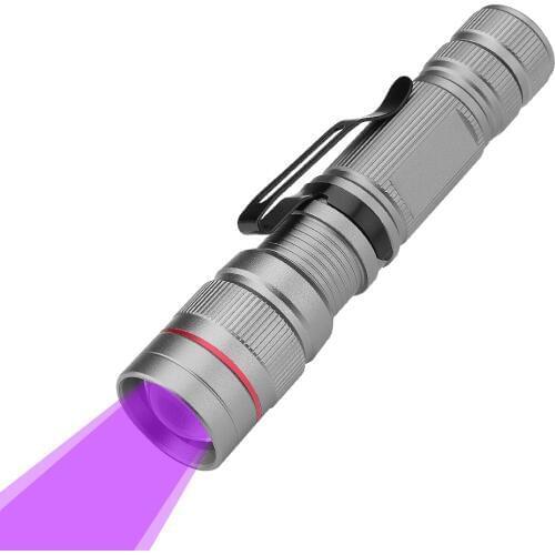 3-Mode LED UV Flashlight 395nm Zoomable Focus Ultraviolet Torch Invisible Blacklight Ink Marker LED UV Flashlights Use AA/14500