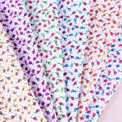 Floral Pure 100% Cotton Fabrics By The Meter for Sewing Clothes Children Skirt Dress Flower Pattern Printed Patchwork Meterial