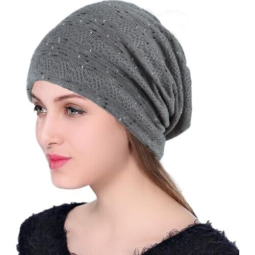 Women Adults All Season Slouchy Skull Cap Wrinkled Hat Lightweight Beanie