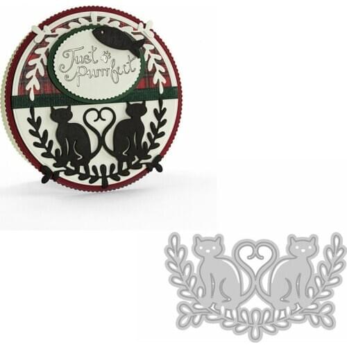 Couple Cat Die Cuts For Card Making Couple Kitty In Love-Heart Metal Cutting Dies Scrapbooking Stencils Decoration New 2019