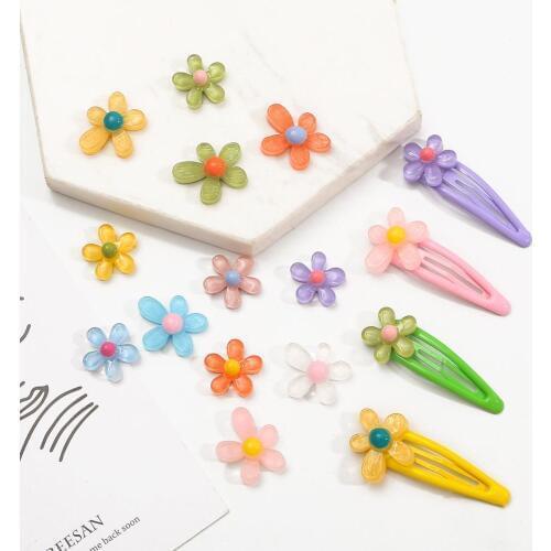 5pcs/lot Multicolors Resin Flowers Hairpins Barrette Accessories DIY Handicrafts Jewelry Making Scrapbook Embellishment Supplies