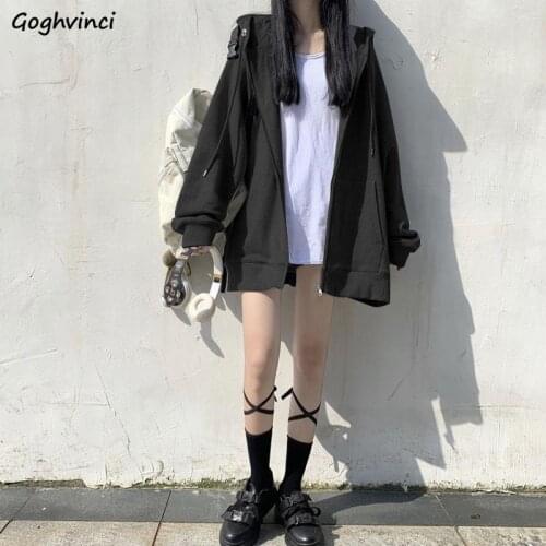 Women Basic Jackets Large Size 4XL Hooded Zipper Simple Classic Preppy Korean Style Boyfriend Unisex Soft Females Spring Popular