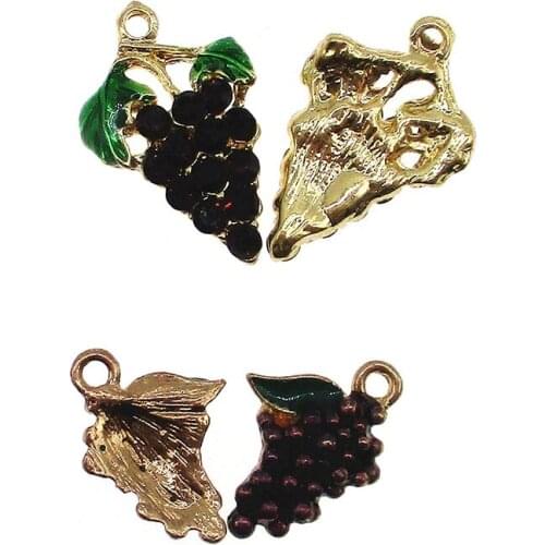 10pcs Fruit series of grapes Enamel Mosaic rhinestones Charms Floating Pendant Fashion Jewelry Accessories XL698