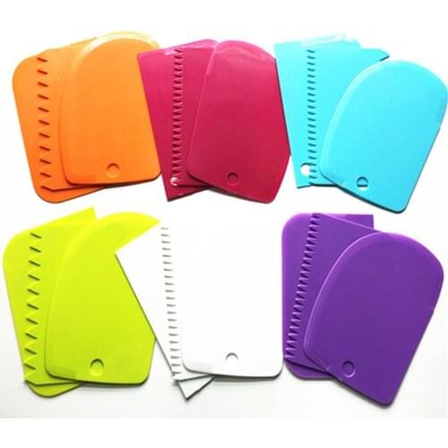 3PCS/Set Plastic Cream Scraper Cake Spatula Smoother Teeth Edge Kitchen Dough Pastry Cutters Decorating Tools Baking Accessories