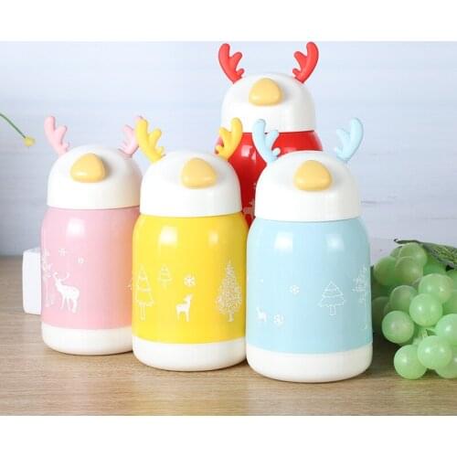 380ML Cartoon Antler Cup Baby Kids Cute Heat Resistant Double Wall Glass Cup Outdoor Portable Childrens Cups cute Tea Milk Cup