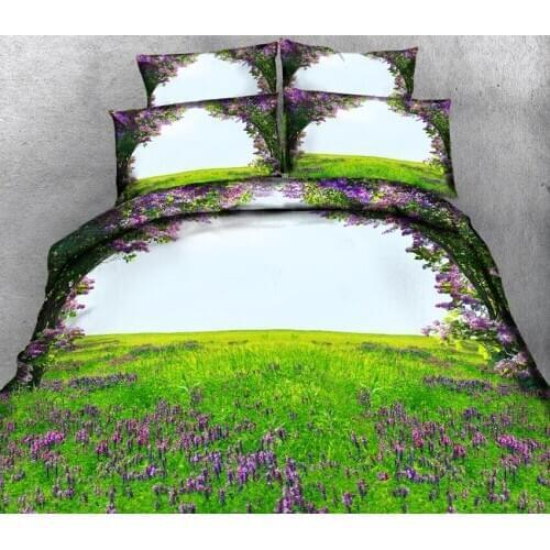3D Bedding Sets Adult Bedsheet Pillowcase Bed Cover Flat Sheet Bed Linen California King Lavender Pattern Decorate