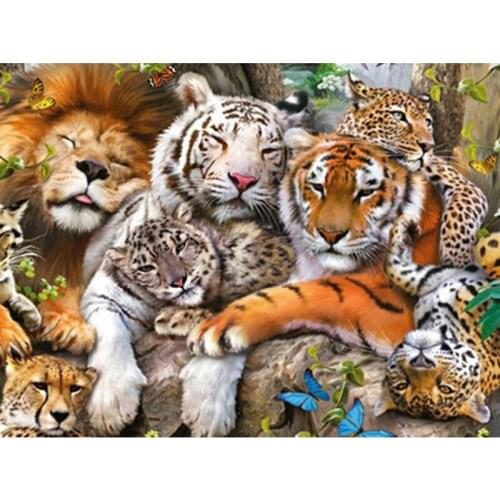Diamond Embroidery Diy Diamond Painting Cross Stitch Kits Diamond Mosaic Tigers and lions Full Square Diamond Embroidery AD069