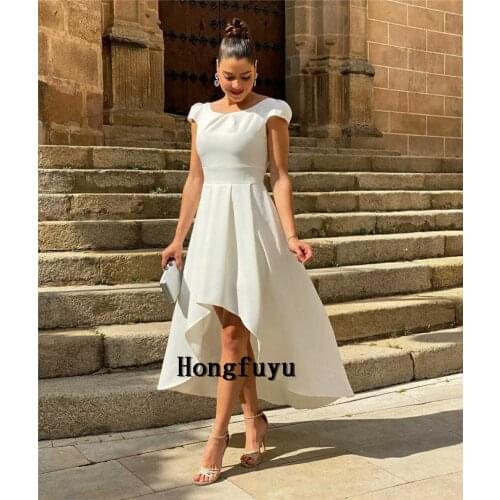 Ivory Satin Short Wedding Dress Short Sleeve A-Line Bridal Gowns Custom Made New Style Свадебное платье