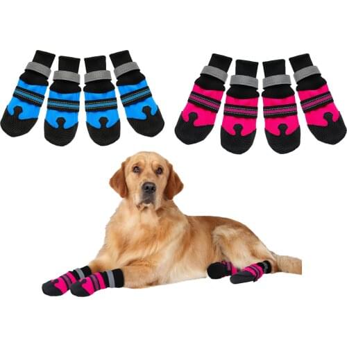 4pcs Waterproof Winter Pet Dog Shoes Anti-slip Snow Pet Boots Paw Protector Warm Reflective For Medium Large Dogs Labrador Husky
