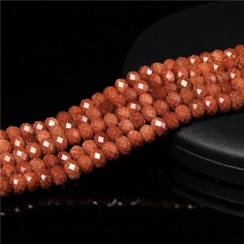 Factory Price 4*6MM Gold SandStone Spacer Bead Rondelle Faceted Loose Beads For Jewelry Making Earrings Bracelet Accessories