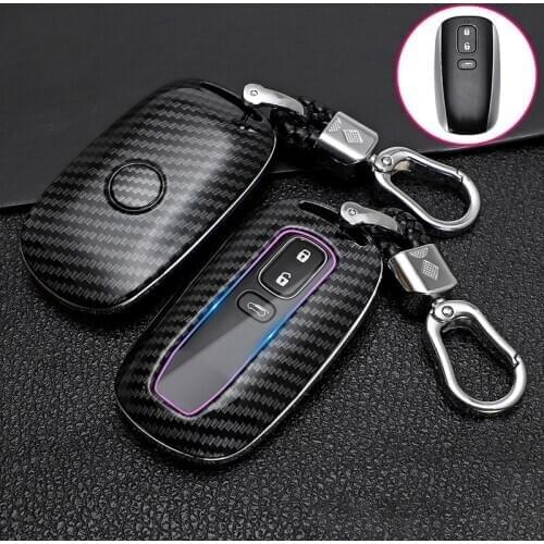 ABS Carbon Fibe Car Remote Key Case Shell Full Cover Protect Fob For LUXGEN U6 U7 SUV S5 Smart Car Key Protection Shell Keychain