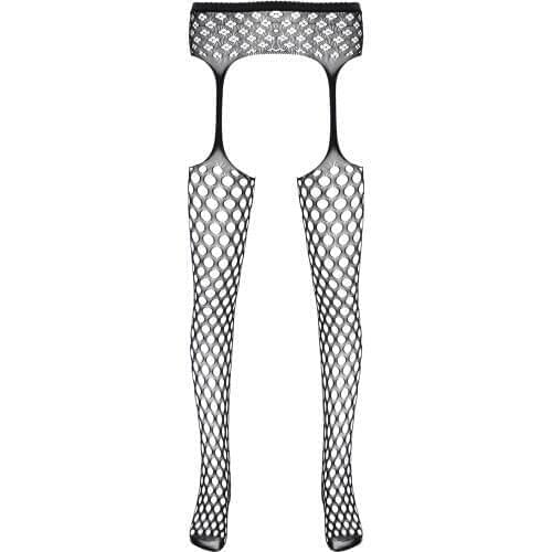 Men Lingerie Hollow Out Fishnet Stockings Tights See-through Crotchless Pantyhose Stretchy for Lingerie Night Stage Performance