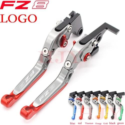 Laser Logo(FZ8) Full Titanium CNC Folding Extendable Motorcycle Brake Clutch Levers For Yamaha FZ8 2011 2012 2013 2014 2015