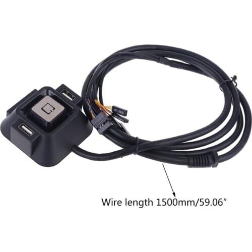 LX9B Multifunctional USB 2.0 Computer PC Switch External Power On/Off Reset Button with Microphone Ports