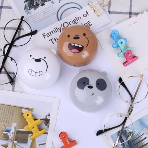 Cartoon Cute Round Milk Bear Travel Portable Contact Lenses Case Eye Care Kit 2XPC