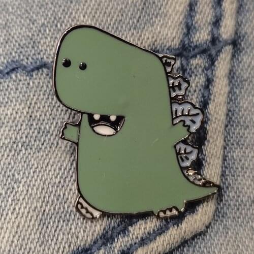 Cartoon Cute Animal Light Green Dinosaur Brooch Metal Pin Size About 1.0*0.8 Inch Weight “3.0g