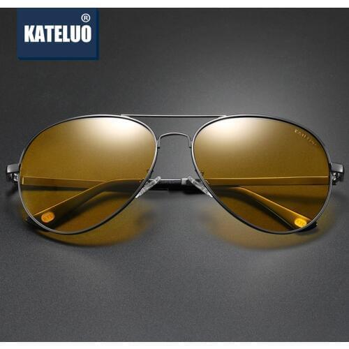 KATELUO 2020 Mens Yellow Anti-glare Driving Glasses Day Night Vision Goggles Womens Photochromic Polarized Sunglasses K7759