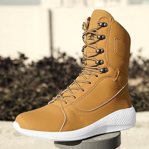 2020 Winter boots for men Fashion big Size 38-48 Winter Snow Ankle Boots Keep warm Non-slip Safety boots yellow Men winter shoes