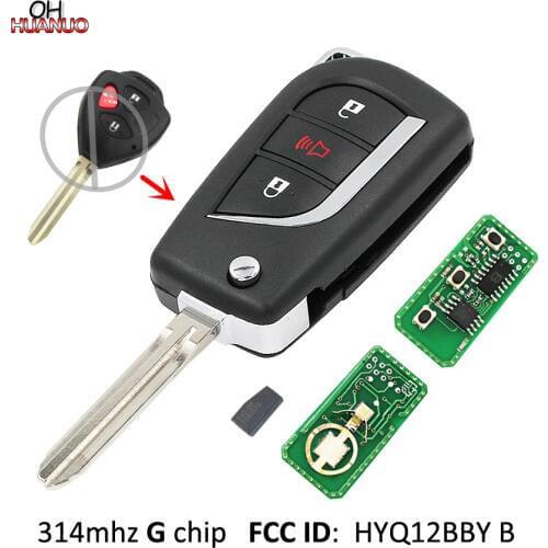 Upgrated 3 Button Flip Remote Key Fob for Toyota 4-Runner RAV4 Yaris 2010-2015 314MHZ G Chip FCC: HYQ12BBY B41TA B42TA