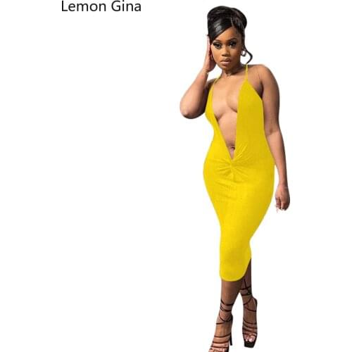 Lemon Gina Solid Sexy Dress with Neck and Back and Hip