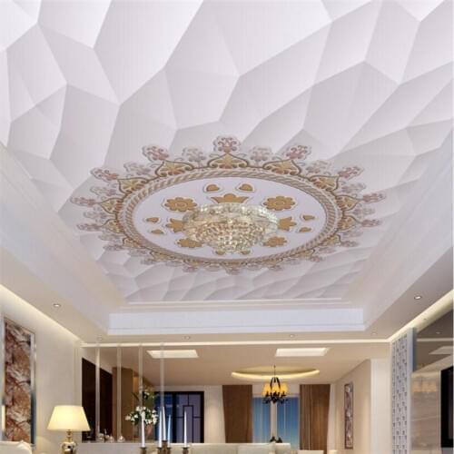 Custom wallpaper 3d European reliefs geometric Pattern ceiling Photo Mural 3d Ceiling Living Room Theme Hotel Decor 3d Wallpaper