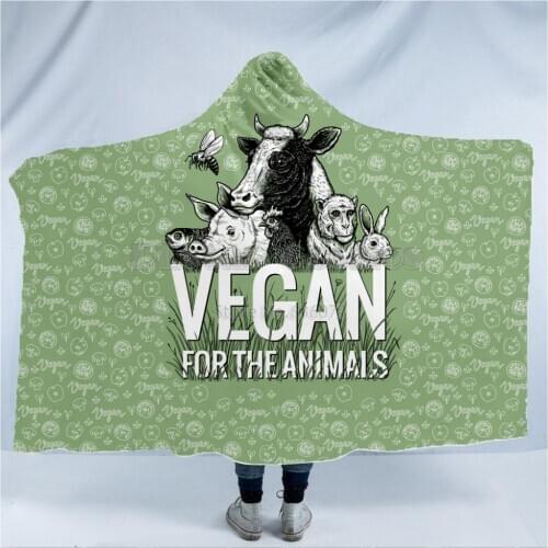 Plstar Cosmos Hot Vegan Cow cosplay Harajuk funny Hooded Blanket 3D full print Wearable Blanket Adults men women