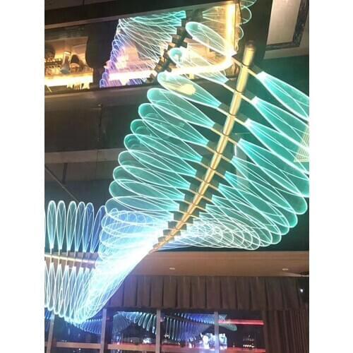 Simple lamps modern dining hall lamps creative art personality bar duplex building hotel feather engineering chandelier