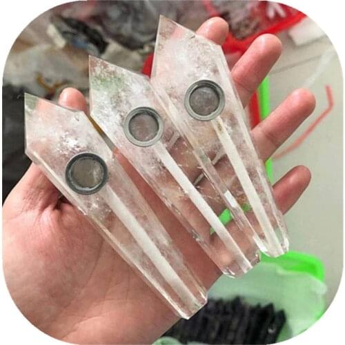 Clear Quartz Crystal Smoking Pipe Carved Gemstones For Home Decoration