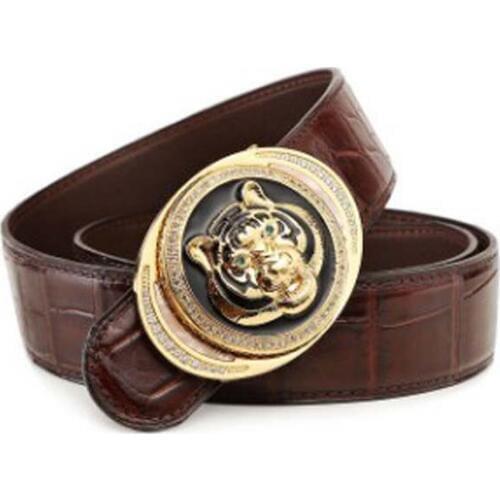 LINSHE new crocodile The belt men The real thing luxury big Set auger The belt The tiger head Smooth buckle Genuine