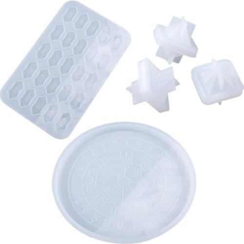 Runes Symbol Cards Dice Crystal Epoxy Resin Mold For Table Gaming Viking Treasure Circle Divination Board Silicone Mould