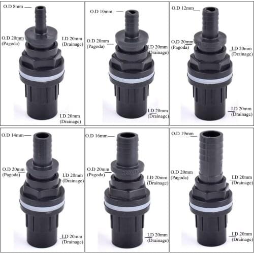 O.D 20/25-8/10/12/14/16/19/20/25mm UPVC Pipe Fish Tank Joint Set Pagoda Drainage Connector Garden Irrigation Soft Hose Adapter