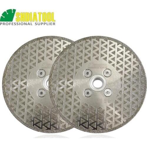 SHDIATOOL 2pcs Dia 5in/125mm 5/8-11 Flange Electroplated Diamond Cutting & Grinding Disc Saw Blade Single Side Coated Wheel