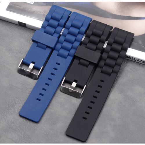 Silicone strap men 20mm22mm ladies sports waterproof natural rubber curved strap accessories pin buckle