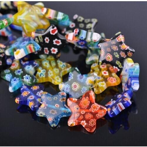 Star Shape Mixed Flower Patterns 8mm 14mm 20mm Millefiori Glass Loose Beads for DIY Crafts Jewelry Making Findings