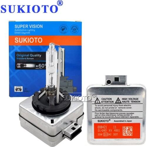 SUKIOTO Super Bright HID Xenon D1S 55W Car Bulb Auto Headlight D3S 6000K Xenon Lamp 5000K 4300K 8000K For D1 Ballast Xenon Kit